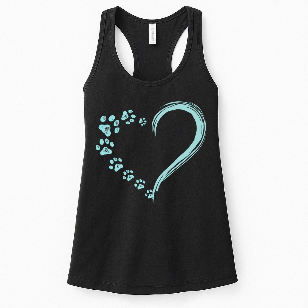 Dog Puppy Dogs Paw Print Heart Dog Mom Cute Gift Womens Tank Top