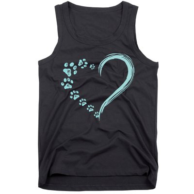 Dog Puppy Dogs Paw Print Heart Dog Mom Cute Gift Tank Top