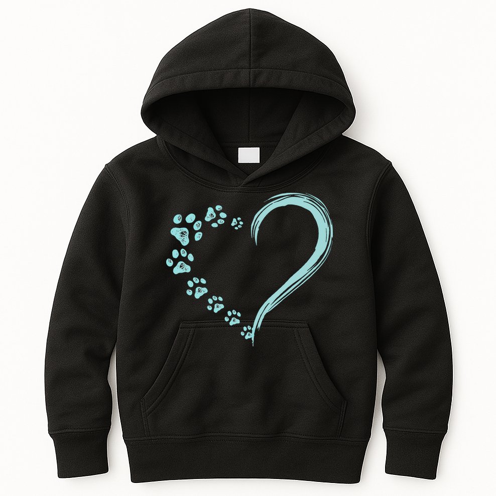 Dog Puppy Dogs Paw Print Heart Dog Mom Cute Gift Kids Hoodie