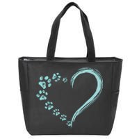 Dog Puppy Dogs Paw Print Heart Dog Mom Cute Gift Zip Tote Bag