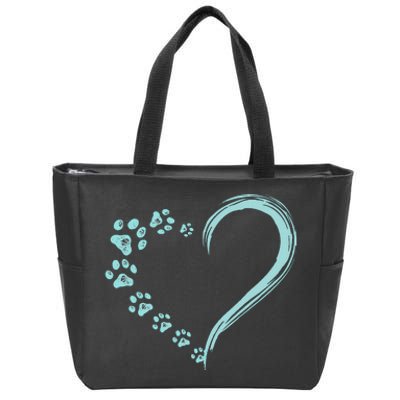 Dog Puppy Dogs Paw Print Heart Dog Mom Cute Gift Zip Tote Bag