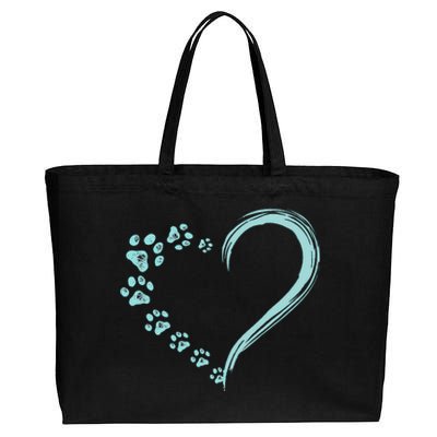 Dog Puppy Dogs Paw Print Heart Dog Mom Cute Gift Cotton Canvas Jumbo Tote