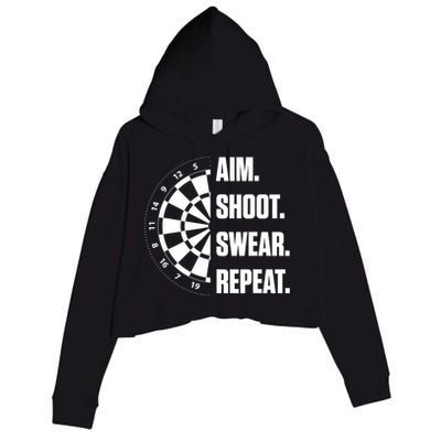 Darts Problems Dartboard Fun Hobby Dart Player Crop Fleece Hoodie