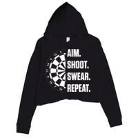 Darts Problems Dartboard Fun Hobby Dart Player Crop Fleece Hoodie