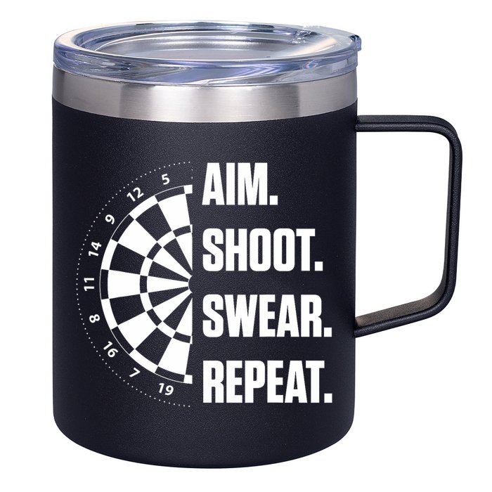 Darts Problems Dartboard Fun Hobby Dart Player 12oz Stainless Steel Coffee Mug