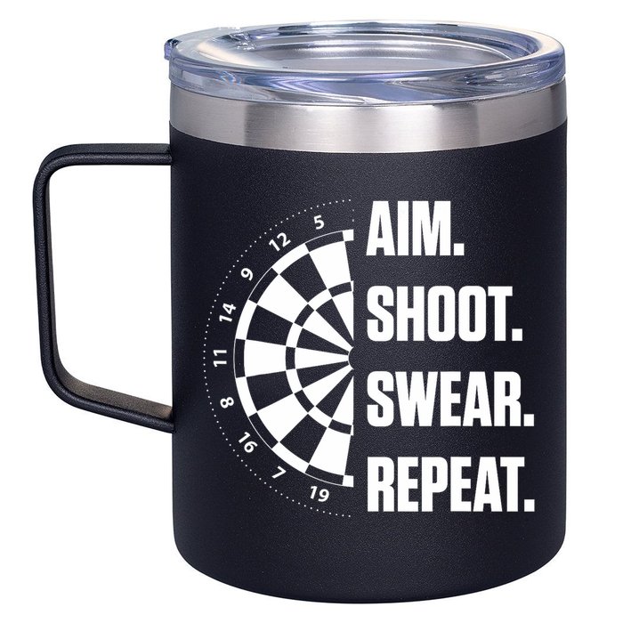 Darts Problems Dartboard Fun Hobby Dart Player 12oz Stainless Steel Coffee Mug