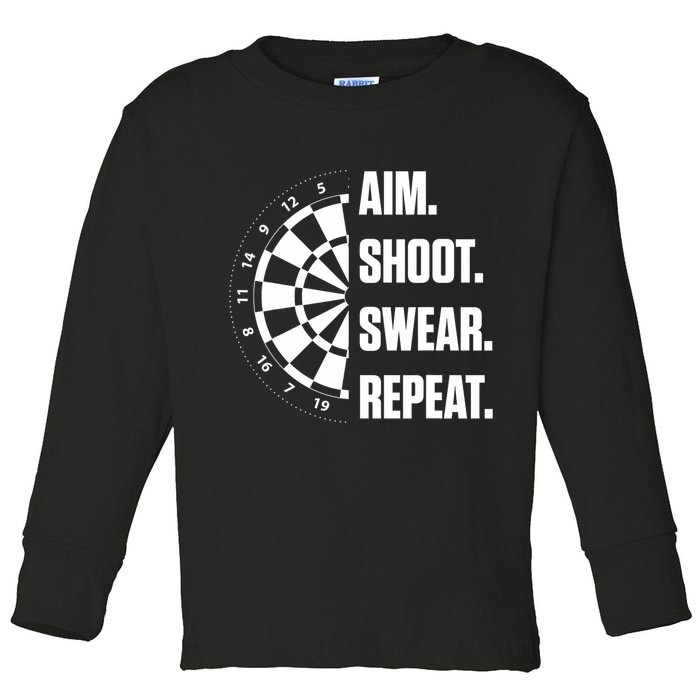 Darts Problems Dartboard Fun Hobby Dart Player Toddler Long Sleeve Shirt