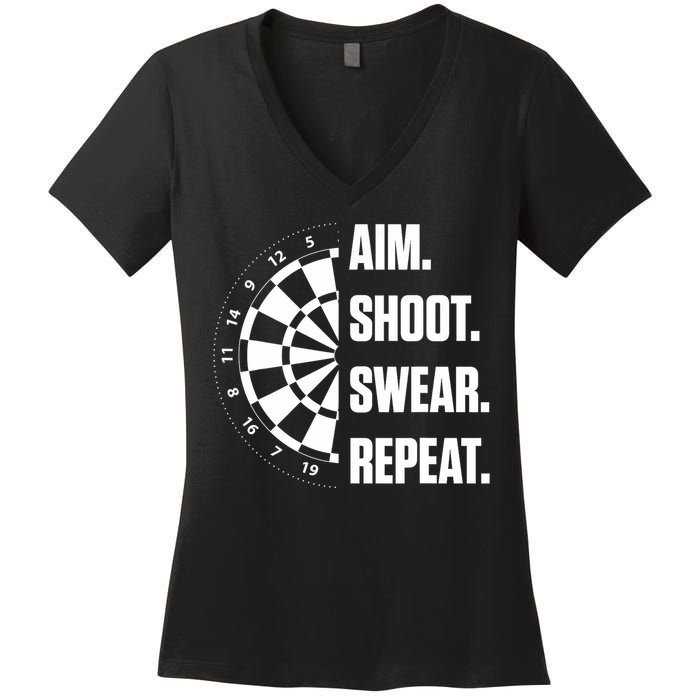 Darts Problems Dartboard Fun Hobby Dart Player Women's V-Neck T-Shirt