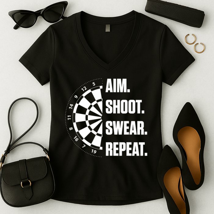 Darts Problems Dartboard Fun Hobby Dart Player Women's V-Neck T-Shirt