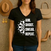 Darts Problems Dartboard Fun Hobby Dart Player Women's V-Neck T-Shirt