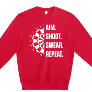 Darts Problems Dartboard Fun Hobby Dart Player Premium Crewneck Sweatshirt