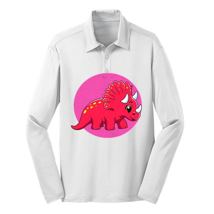 Dinosaurs Prehistoric Dinosaur For Boy And Girl Silk Touch Performance Long Sleeve Polo