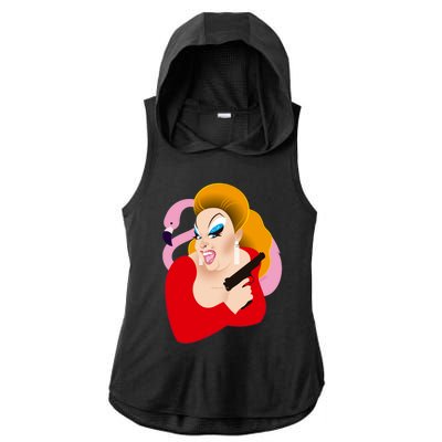 Divinely Pink Ladies PosiCharge Tri-Blend Wicking Draft Hoodie Tank