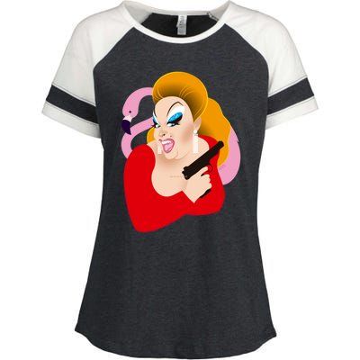 Divinely Pink Enza Ladies Jersey Colorblock Tee