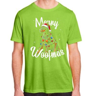 Doberman Pincher Dog Merry Woofmas Christmas Lights Tank Top Adult ChromaSoft Performance T-Shirt