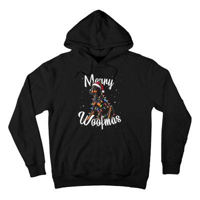 Doberman Pincher Dog Merry Woofmas Christmas Lights Tank Top Hoodie