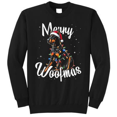 Doberman Pincher Dog Merry Woofmas Christmas Lights Tank Top Sweatshirt