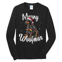 Doberman Pincher Dog Merry Woofmas Christmas Lights Tank Top Tall Long Sleeve T-Shirt