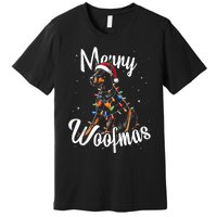 Doberman Pincher Dog Merry Woofmas Christmas Lights Tank Top Premium T-Shirt