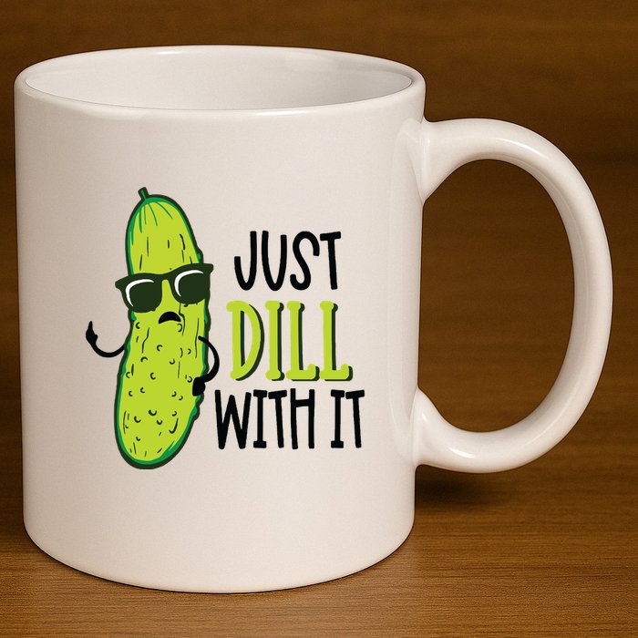 Dill Pickle Dill With It Deal With It 11oz C Handle Ceramic Mug