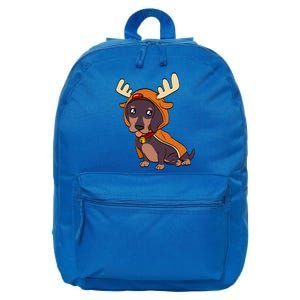 Dachshund Puppy Dressed As Reindeer Dogs Xmas Gift 16 in Basic Backpack