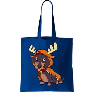 Dachshund Puppy Dressed As Reindeer Dogs Xmas Gift Tote Bag