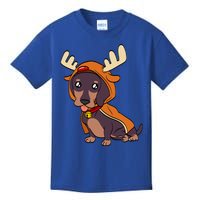 Dachshund Puppy Dressed As Reindeer Dogs Xmas Gift Kids T-Shirt