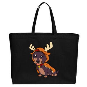 Dachshund Puppy Dressed As Reindeer Dogs Xmas Gift Cotton Canvas Jumbo Tote