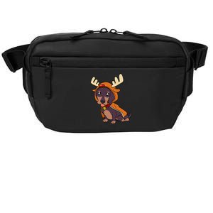 Dachshund Puppy Dressed As Reindeer Dogs Xmas Gift Crossbody Pack