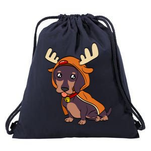 Dachshund Puppy Dressed As Reindeer Dogs Xmas Gift Drawstring Bag