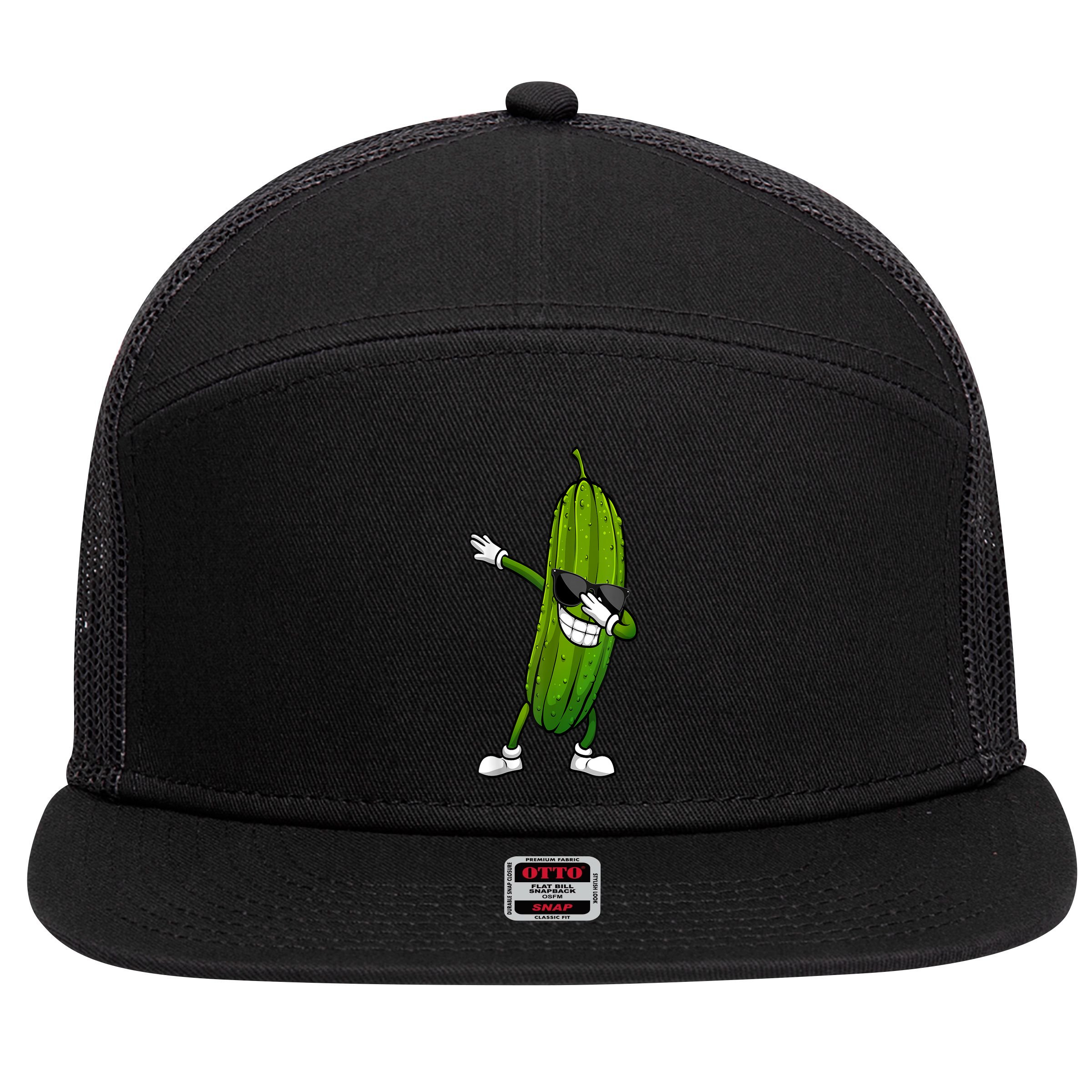 Dill Pickle Dabbing Pickle Glasses Funny Pickle Gift 7 Panel Mesh Trucker Snapback Hat