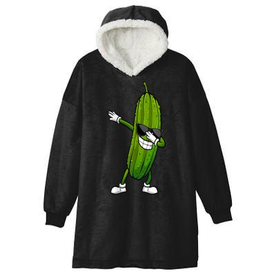 Dill Pickle Dabbing Pickle Glasses Funny Pickle Gift Hooded Wearable Blanket