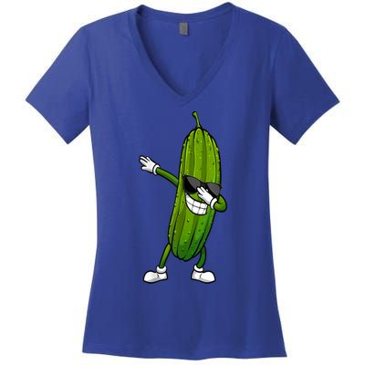 Dill Pickle Dabbing Pickle Glasses Funny Pickle Gift Women's V-Neck T-Shirt