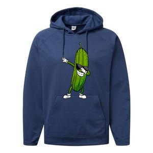 Dill Pickle Dabbing Pickle Glasses Funny Pickle Gift Performance Fleece Hoodie