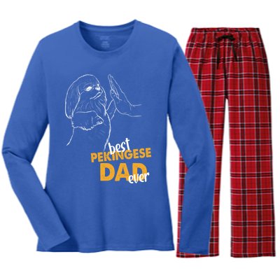 Dog Pekingese Dad Pekingese Best Pekingese Dad Ever Gift Women's Long Sleeve Flannel Pajama Set 