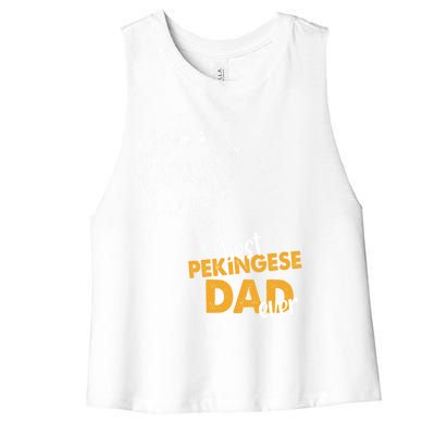 Dog Pekingese Dad Pekingese Best Pekingese Dad Ever Gift Women's Racerback Cropped Tank