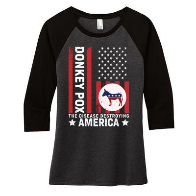 Donkey Pox Women's Tri-Blend 3/4-Sleeve Raglan Shirt