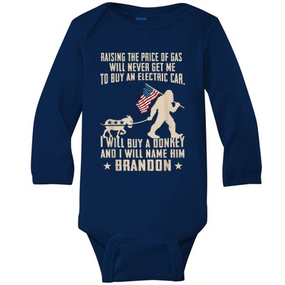 Donkey Pox Destroying America Funny Bigfoot Anti Biden Baby Long Sleeve Bodysuit