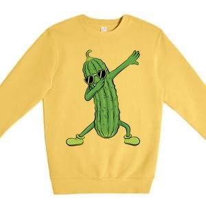 Dabbing Pickle Dancing Cucumber Lover Funny Funny Gift Premium Crewneck Sweatshirt