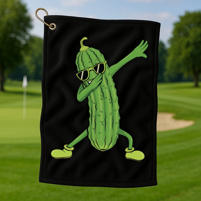 Dabbing Pickle Dancing Cucumber Lover Funny Funny Gift Golf Towel