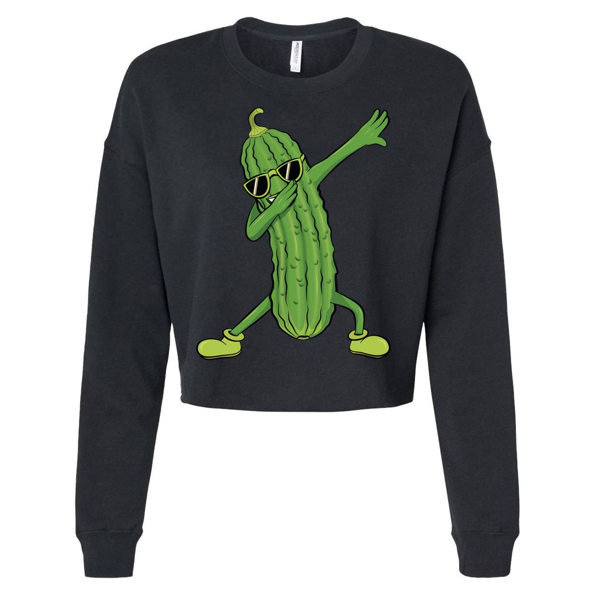 Dabbing Pickle Dancing Cucumber Lover Funny Funny Gift Cropped Pullover Crew
