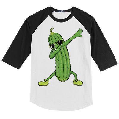 Dabbing Pickle Dancing Cucumber Lover Funny Funny Gift Kids Colorblock Raglan Jersey
