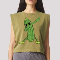 Dabbing Pickle Dancing Cucumber Lover Funny Funny Gift Garment-Dyed Women's Muscle Tee