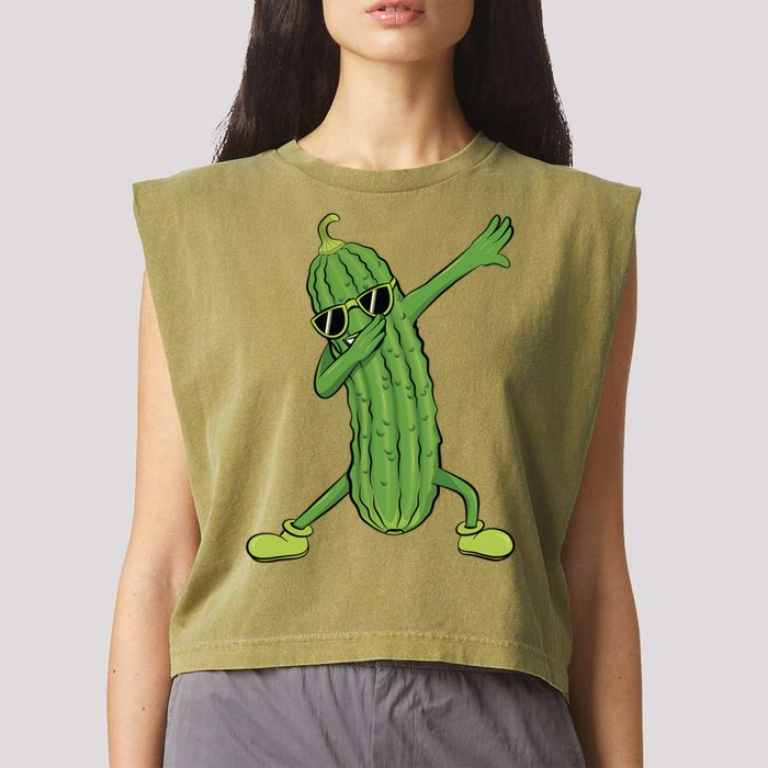 Dabbing Pickle Dancing Cucumber Lover Funny Funny Gift Garment-Dyed Women's Muscle Tee