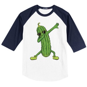 Dabbing Pickle Dancing Cucumber Lover Funny Funny Gift Baseball Sleeve Shirt