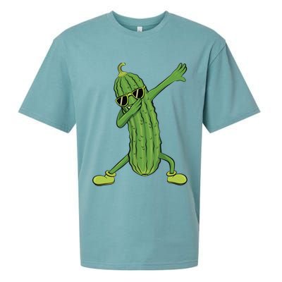 Dabbing Pickle Dancing Cucumber Lover Funny Funny Gift Sueded Cloud Jersey T-Shirt