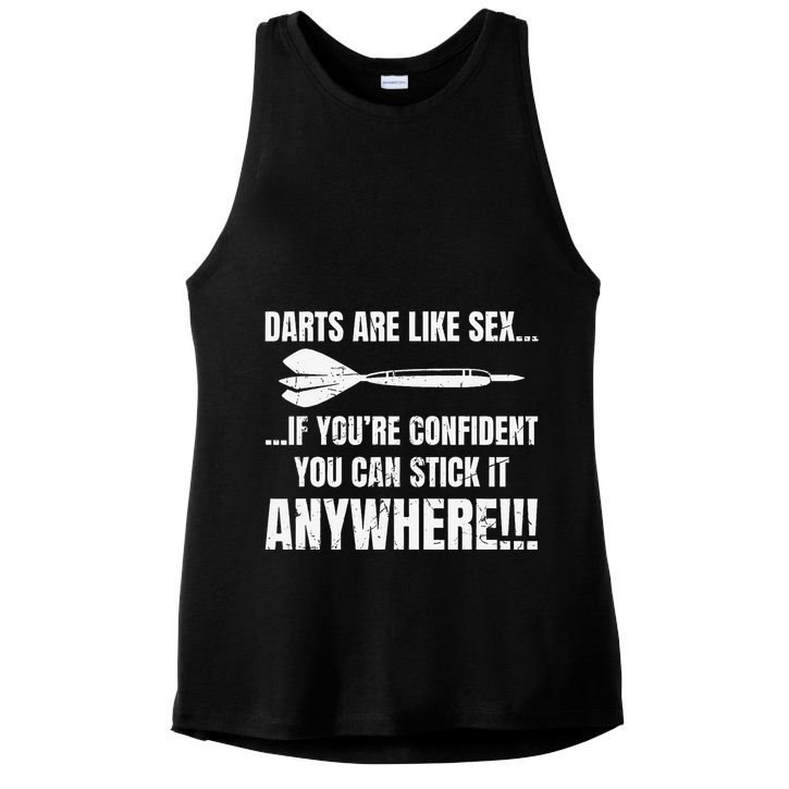 Dart Players Darts Are Like Sex Stick Anywhere Funny Ladies PosiCharge Tri-Blend Wicking Tank