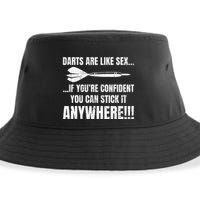 Dart Players Darts Are Like Sex Stick Anywhere Funny Sustainable Bucket Hat