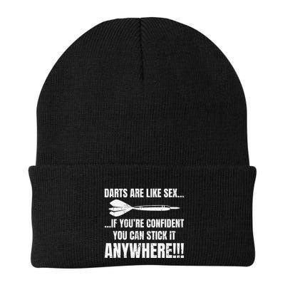 Dart Players Darts Are Like Sex Stick Anywhere Funny Knit Cap Winter Beanie
