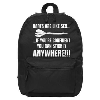 Dart Players Darts Are Like Sex Stick Anywhere Funny 16 in Basic Backpack